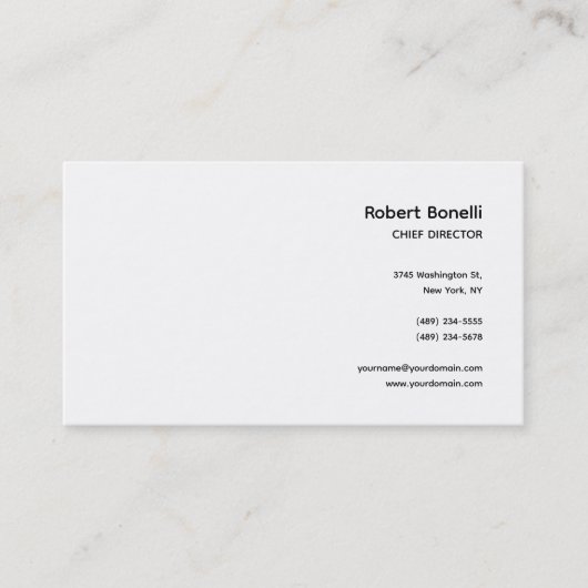 Minimalistisch platte wit modern visitekaartje (Voorkant)