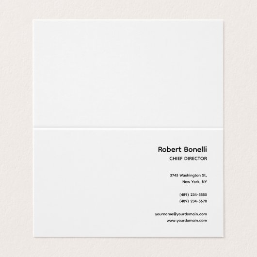 Minimalistisch platte wit modern visitekaartje (Buitenkant ongevouwen)