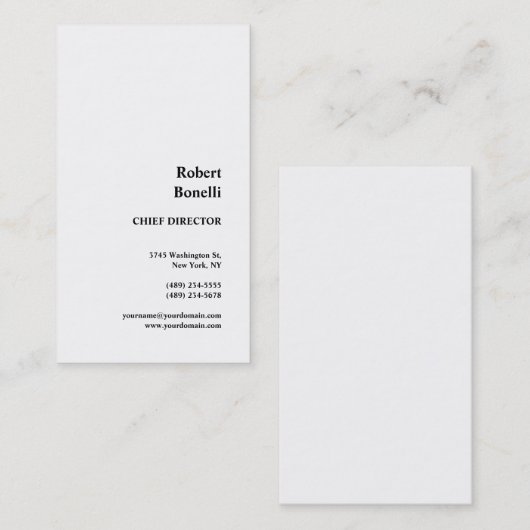 Minimalistisch platte wit modern visitekaartje (Voorkant / Achterkant)