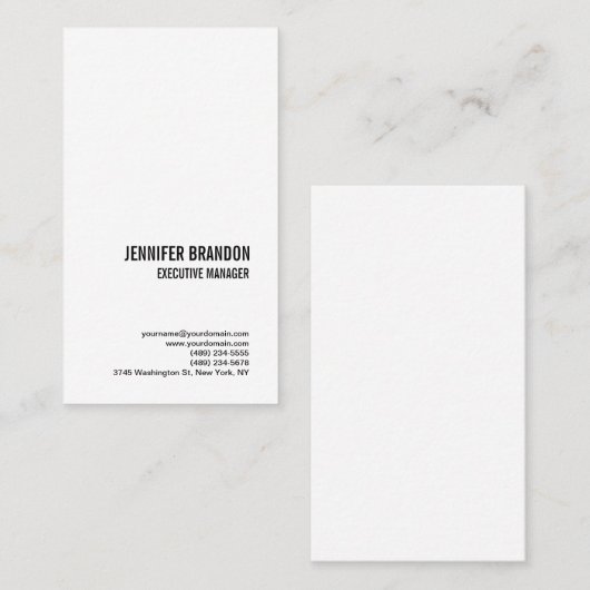 Minimalistisch platte witte, moderne Professional Visitekaartje (Voorkant / Achterkant)