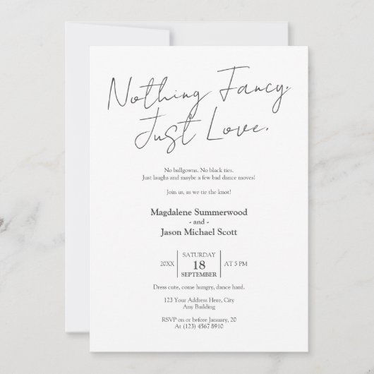 Minimalistisch plezier niets Fancy Casual feest Kaart (Voorkant)