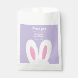 Minimalistisch pluizig konijntje baby shower bedankzakje