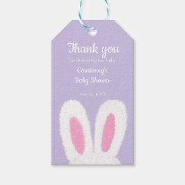 Minimalistisch pluizig konijntje baby shower cadeaulabel