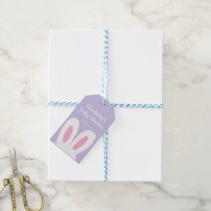 Minimalistisch pluizig konijntje baby shower cadeaulabel