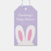 Minimalistisch pluizig konijntje baby shower cadeaulabel (Voorkant)