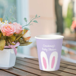 Minimalistisch pluizig konijntje baby shower papieren bekers
