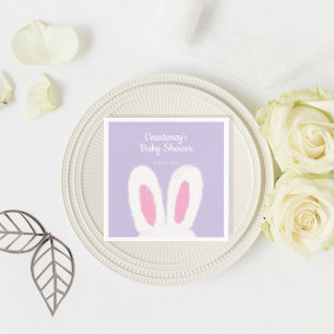 Minimalistisch pluizig konijntje baby shower servet