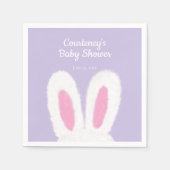 Minimalistisch pluizig konijntje baby shower servet (Voorkant)