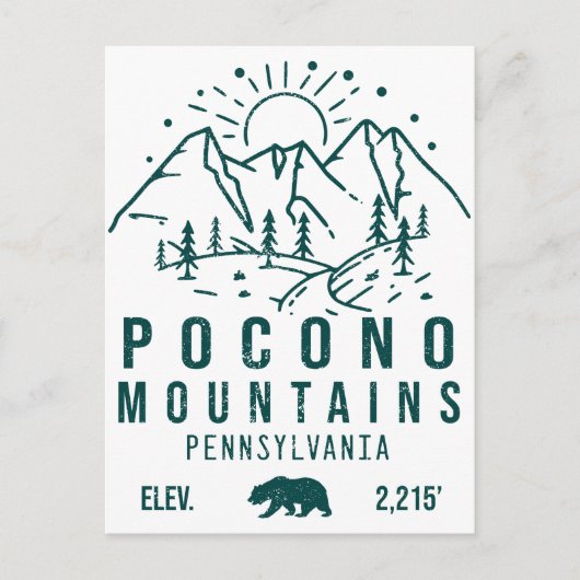 Minimalistisch Poconos Retro Pennsylvania Briefkaart (Voorkant)
