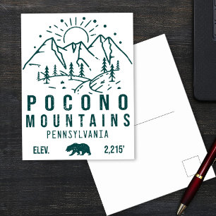 Minimalistisch Poconos Retro Pennsylvania Briefkaart