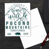 Minimalistisch Poconos Retro Pennsylvania Briefkaart