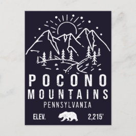 Minimalistisch Poconos Retro Pennsylvania-gebergte Briefkaart