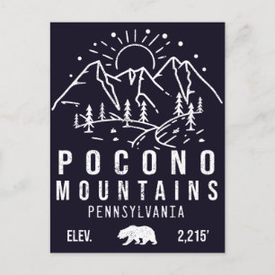 Minimalistisch Poconos Retro Pennsylvania-gebergte Briefkaart