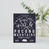 Minimalistisch Poconos Retro Pennsylvania-gebergte Briefkaart (Staand voorkant)