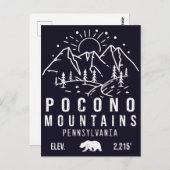 Minimalistisch Poconos Retro Pennsylvania-gebergte Briefkaart (Voorkant / Achterkant)