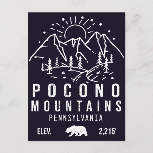 Minimalistisch Poconos Retro Pennsylvania-gebergte Briefkaart (Voorkant)