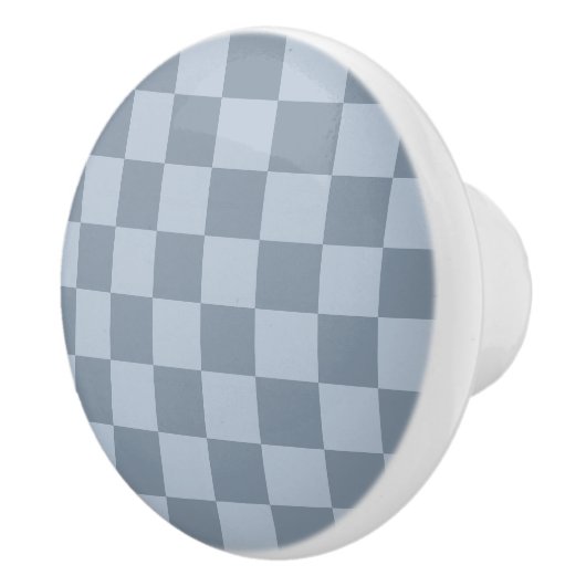 Minimalistisch poederblauw schaakbordpatroon keramische knop (Rechts)