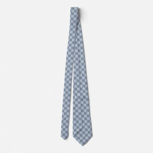 Minimalistisch poederblauw schaakbordpatroon stropdas (Achterkant)