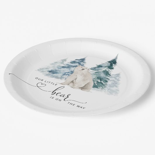 Minimalistisch Polar beer baby shower Papieren Bordje (Gekanteld)