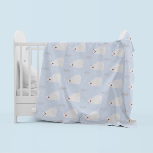 Minimalistisch Polar Beer Pattern Kwekerij Decor Fleece Deken