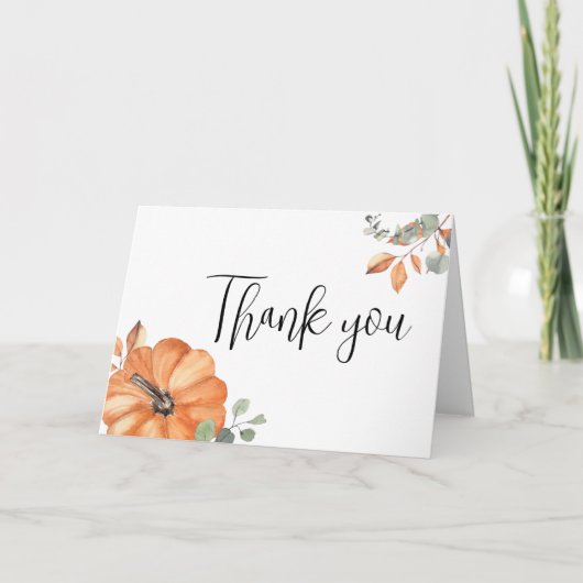Minimalistisch pompoen Baby shower Bedankkaart (Voorkant)