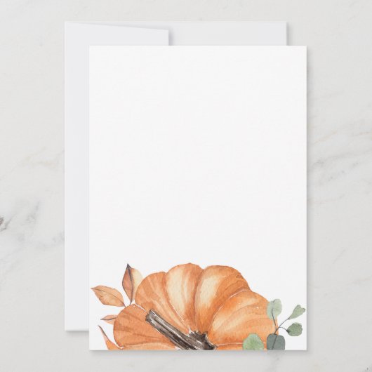 Minimalistisch pompoen Baby shower Kaart (Achterkant)