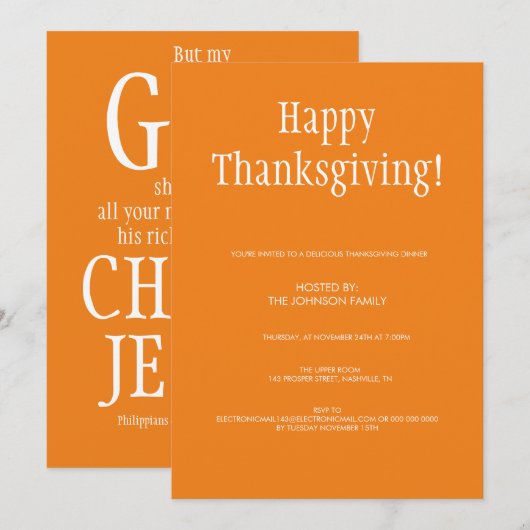 Minimalistisch pompoen taart herfst Thanksgiving d Kaart (Voorkant / Achterkant)