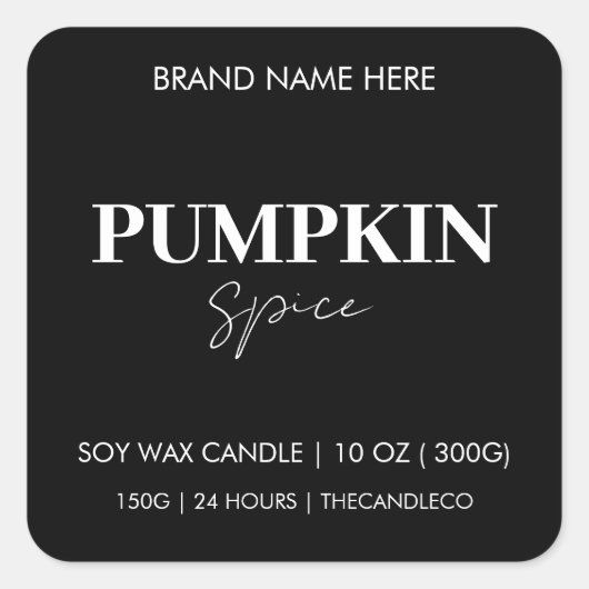 minimalistisch pompoenkruid | Custom Black Vierkante Sticker (Voorkant)