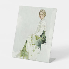 Minimalistisch Portret in Waterverf Reclamebord Met Voetstuk