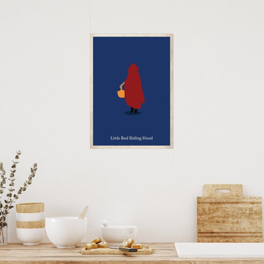 Minimalistisch Poster met klein rood rondstrooien (Keuken)