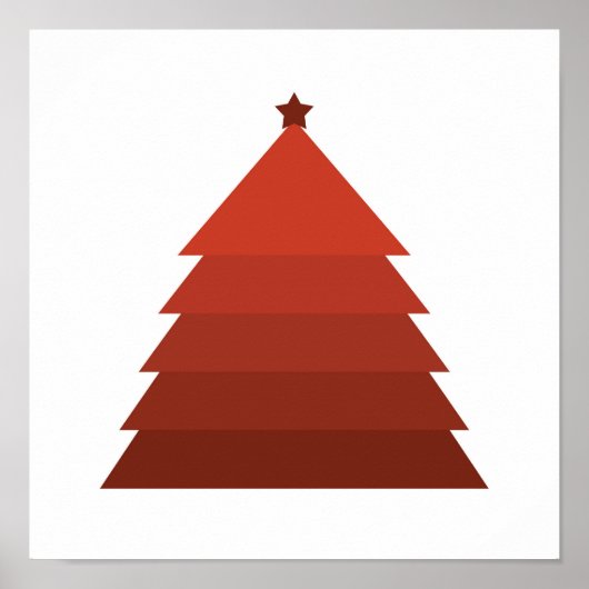 Minimalistisch Poster met rode kerstbomen (Voorkant)