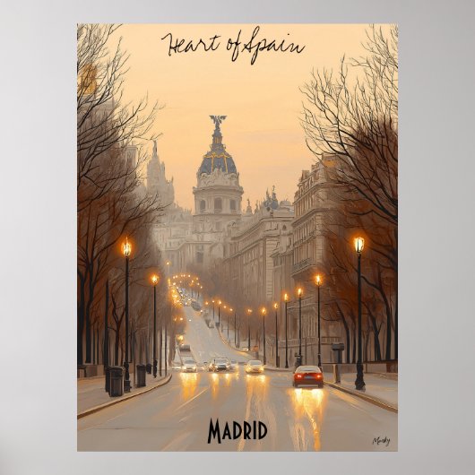 Minimalistisch Poster van de skyline van Madrid -  (Voorkant)