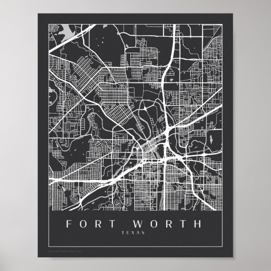 Minimalistisch Poster van Fort Worth Texas Map (Voorkant)