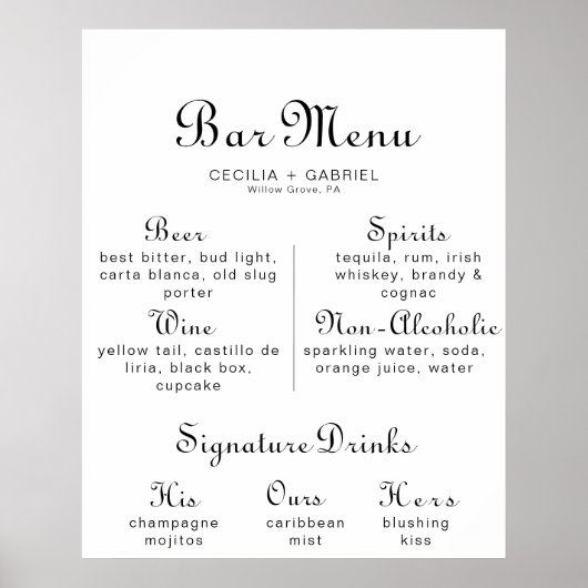 Minimalistisch Poster van het Menu van de Bindbalk (Voorkant)