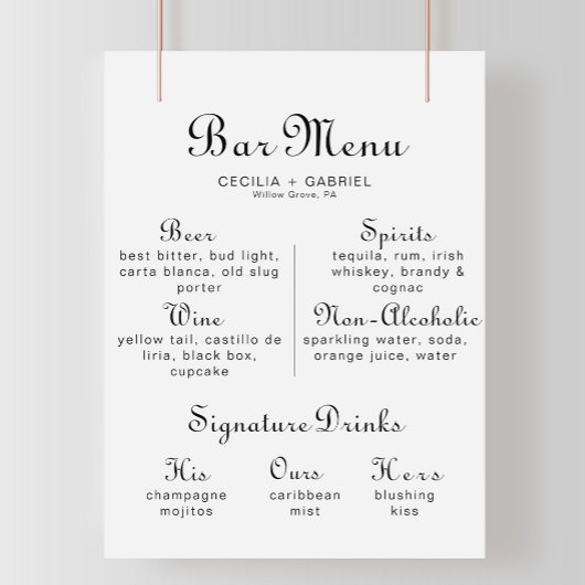 Minimalistisch Poster van het Menu van de Bindbalk