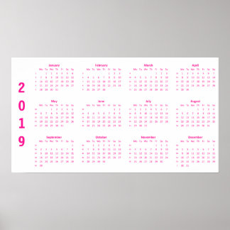 Minimalistisch Poster voor hot-roze agenda 2019