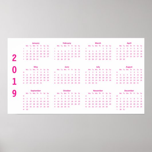 Minimalistisch Poster voor hot-roze agenda 2019 (Voorkant)