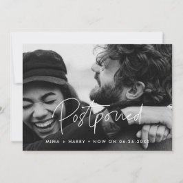 Minimalistisch Postponed bruiloft update foto Aankondiging