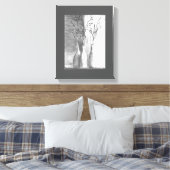 Minimalistisch potlood schets zwart wit bloemen canvas afdruk (Insitu (Slaapkamer))