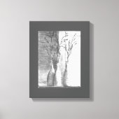 Minimalistisch potlood schets zwart wit bloemen canvas afdruk (Voorkant)