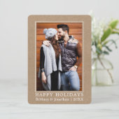 Minimalistisch Prettige feestdagen Couple Photo Kr Feestdagenkaart (Staand voorkant)