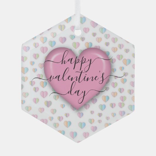 Minimalistisch prettige Valentijnsdag Glas Ornament (Voorkant)