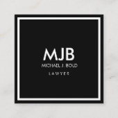 Minimalistisch Professional Elegant Black en White Vierkante Visitekaartje (Voorkant)