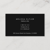 Minimalistisch Professional Elegant Black en White Visitekaartje (Achterkant)