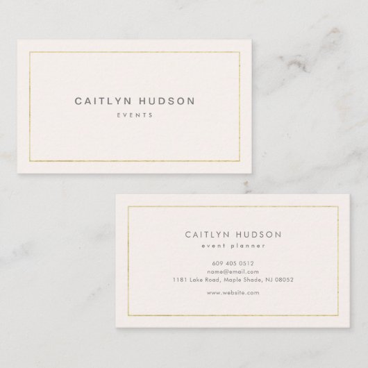Minimalistisch Professional Elegant Gold en Blush Visitekaartje (Voorkant / Achterkant)