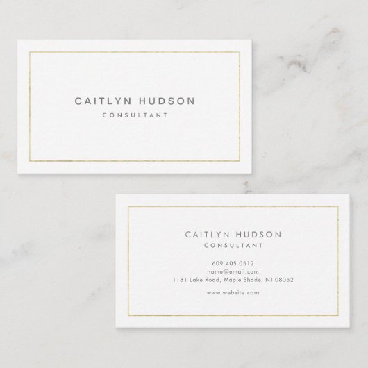 Minimalistisch Professional Elegant Gold en White Visitekaartje (Voorkant / Achterkant)