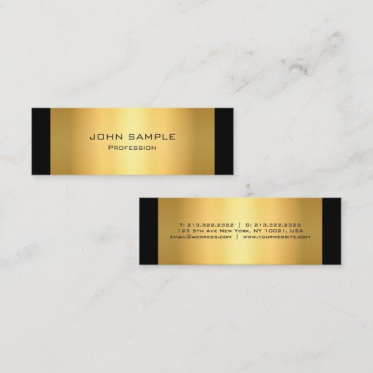 Minimalistisch Professional Modern Black en Gold Mini Visitekaartje (Voorkant / Achterkant)