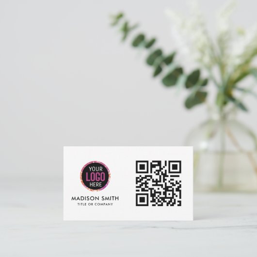 Minimalistisch Professioneel Bedrijf Logo QR Code  Visitekaartje (Staand voorkant)