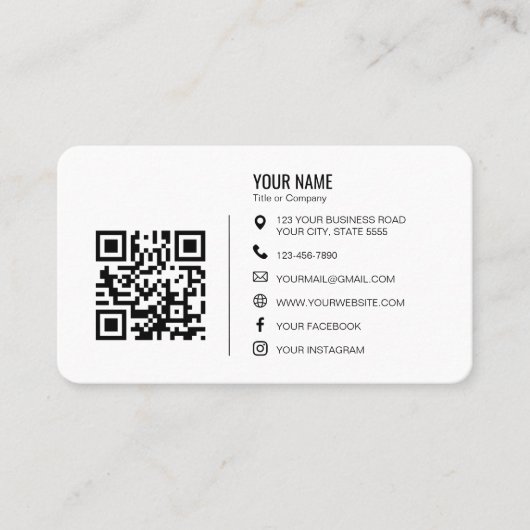 Minimalistisch professioneel bedrijfslogo QR-code Visitekaartje (Voorkant)