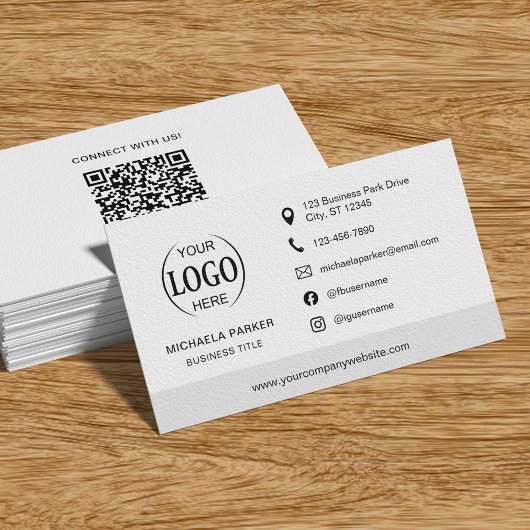 Minimalistisch professioneel bedrijfslogo QR-code Visitekaartje